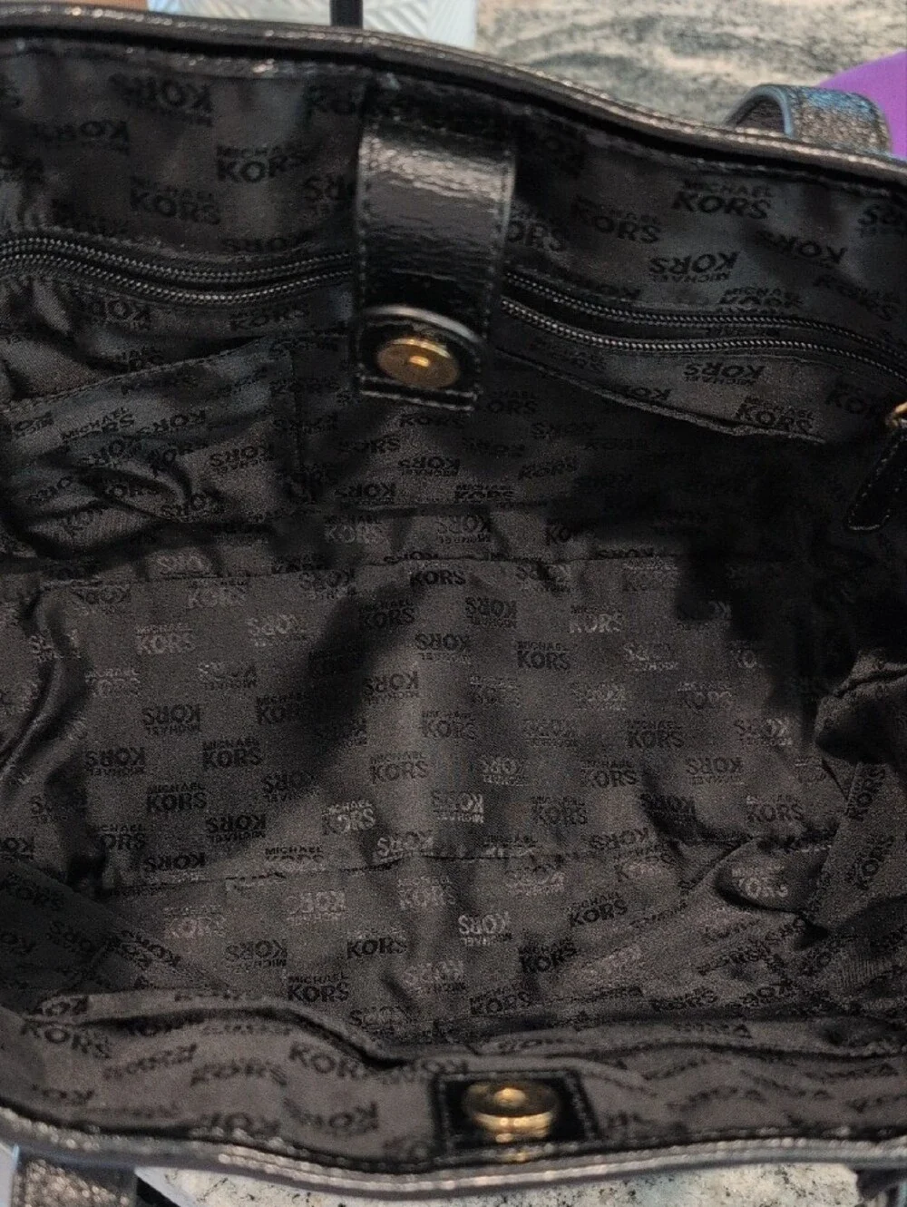 Michael Kors Striped Canvas Tote Bag